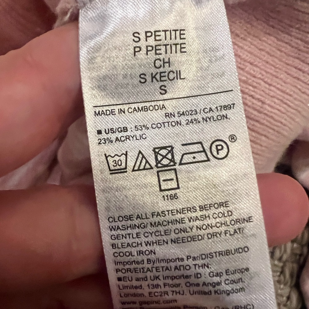 GAP Pink Striped Crewneck Henley Sweater - Picture 3 of 5